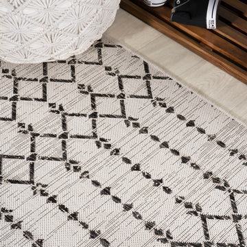 Ourika Moroccan Geometric Textured Weave Indoor/outdoor Area Rug